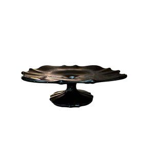 Tiffin-Franciscan 310 Black Glass 7" Compote Pedestal Dish Halloween Decor